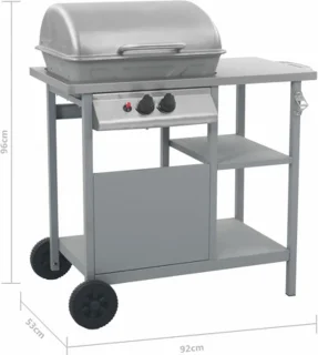 vidaXL Gasbarbecue 3-Zijdelige Zwart/Zilver