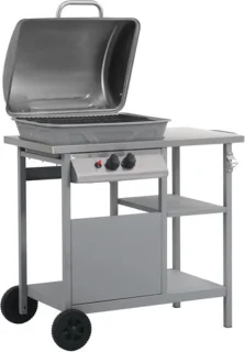vidaXL Gasbarbecue 3-Zijdelige Zwart/Zilver