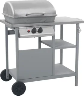 vidaXL Gasbarbecue 3-Zijdelige Zwart/Zilver
