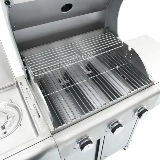 vidaXL Gasbarbecue 4 branders RVS zilver