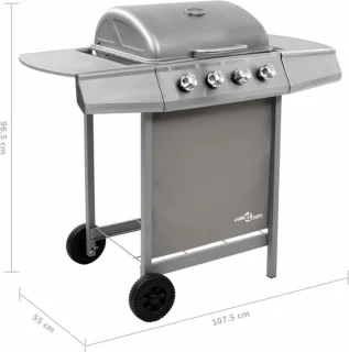 vidaXL Gasbarbecue 4 branders zilver