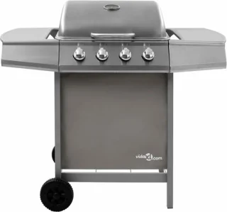 vidaXL Gasbarbecue 4 branders zilver