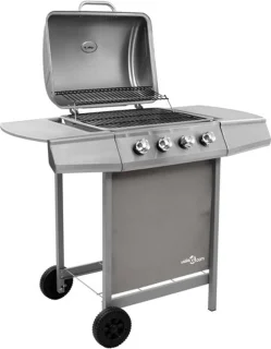 vidaXL Gasbarbecue 4 branders zilver