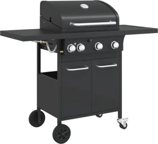 vidaXL gasbarbecue 4 branders zwart staal