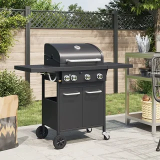 vidaXL gasbarbecue 4 branders zwart staal