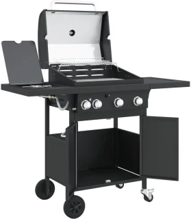 vidaXL Gasbarbecue 4 branders zwart staal