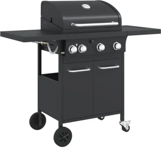 vidaXL Gasbarbecue 4 branders zwart staal
