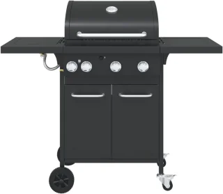 vidaXL Gasbarbecue 4 branders zwart staal