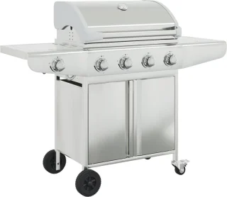 vidaXL Gasbarbecue 5 branders RVS zilver