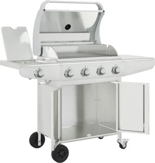 vidaXL Gasbarbecue 5 branders RVS zilver