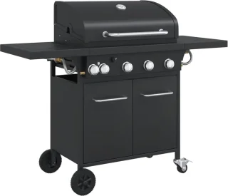 vidaXL Gasbarbecue 5 branders staal zwart