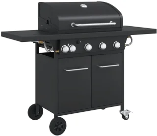 vidaXL Gasbarbecue 5 Branders Zwart Gepoedercoat Staal