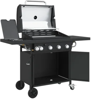 vidaXL Gasbarbecue 5 Branders Zwart Gepoedercoat Staal
