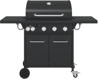 vidaXL Gasbarbecue 5 Branders Zwart Gepoedercoat Staal