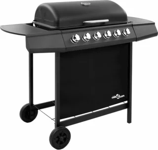 vidaXL Gasbarbecue 6 branders zwart