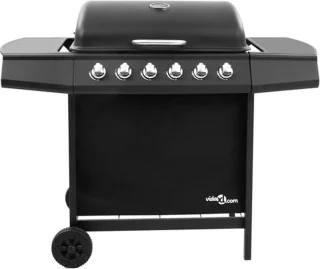 vidaXL Gasbarbecue 6 branders zwart