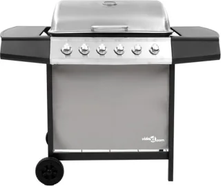 vidaXL Gasbarbecue 6 branders zwart-zilver