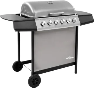 vidaXL Gasbarbecue 6 branders zwart/zilver