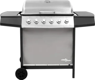 vidaXL Gasbarbecue 6 branders zwart/zilver