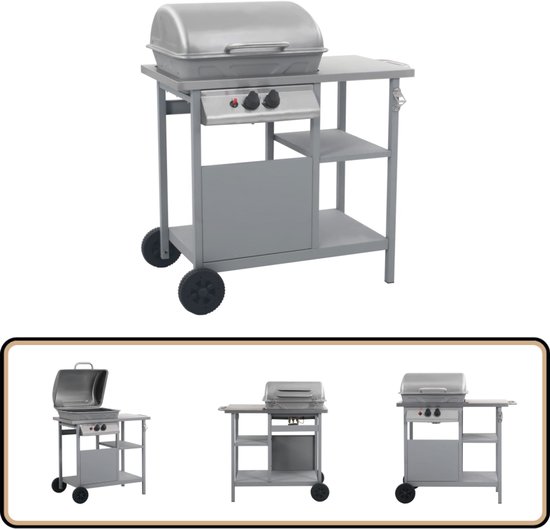 vidaXL Gasbarbecue met 3-laags zijtafel Zwart/Zilver review