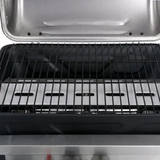 vidaXL Gasbarbecue met 3-laags zijtafel zwart/zilver