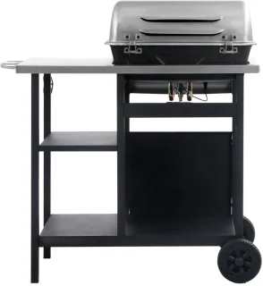 vidaXL Gasbarbecue met 3-laags zijtafel zwart/zilver
