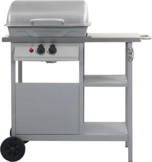 vidaXL Gasbarbecue met 3-laags zijtafel zwart/zilver