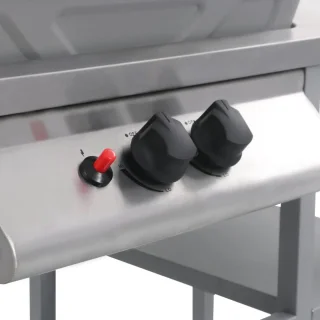 vidaXL Gasbarbecue met 3-laags zijtafel zwart/zilver