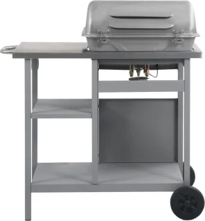 vidaXL Gasbarbecue met 3-laags zijtafel zwart/zilver