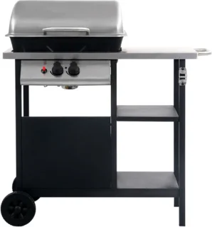 vidaXL Gasbarbecue met zijtafel zwart zilver