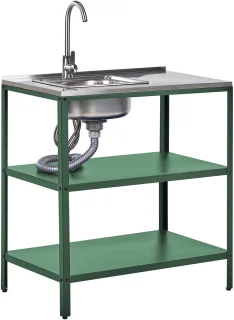 VILAMA Buitenkeuken met spoelbak groen staal 80x50x92 cm