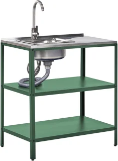 VILAMA Buitenkeuken met spoelbak groen staal 80x50x92 cm