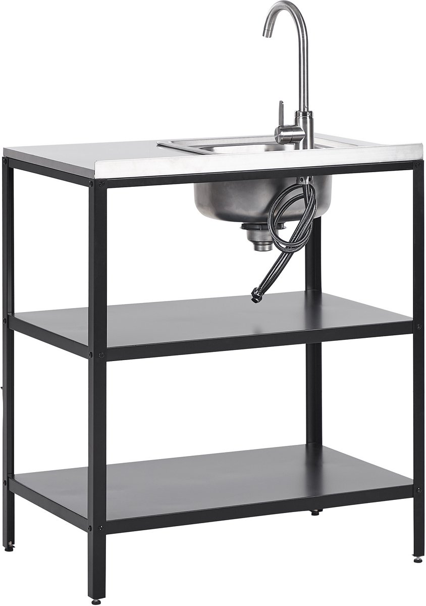 Wat vinden we goed aan de VILAMA Buitenkeuken met spoelbak staal zwart 80x50x92 cm
