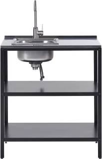 VILAMA Buitenkeuken met spoelbak staal zwart 80x50x92 cm
