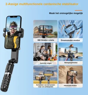 Smartphone Gimbal Stabilizer Q18 - Draagbare Anti-Shaking Gimbal met Ingebouwde Monitor - Compatibel met Diverse Smartphones - Professionele Videografie en Real-Time Monitoring
