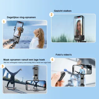 Smartphone Gimbal Stabilizer Q18 - Draagbare Anti-Shaking Gimbal met Ingebouwde Monitor - Compatibel met Diverse Smartphones - Professionele Videografie en Real-Time Monitoring
