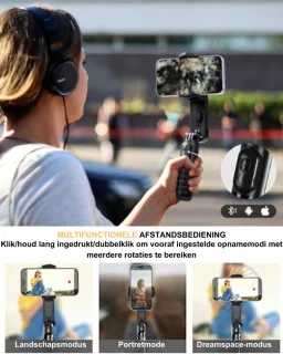 Gimbal - Draagbaar - Inklapbaar - Stabilisator - Voor Smartphones - 58,5D x 75B x 61H CM - Zwart