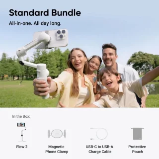 Insta360 Flow 2 Standard Bundle - Summit White - Deep Track 4.0 - Selfiestick