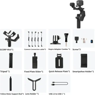 Gimbal Smartphone - Stabilisator voor Smartphone & Camera - Gimbal voor Smartphone & Camera - 3-Axis - Alles-in-één - Handheld spiegelloos - met AI-tracker Magnetic Fill - Kantelhoek +170°~-45° - 360° - Zwart
