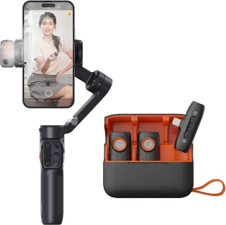 Gimbal Smartphone - Gimbal voor Smartphone & Camera - Handheld spiegelloos - 3-Axis - AI Face Tracking - Stabilisator voor Smartphone - Koolstofvezel Materiaal - Panning & Rolhoek 330 - Kantelhoek 80 - Zwart Met Bliksem