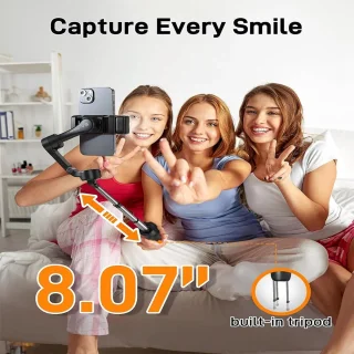 Gimbal Smartphone - Gimbal voor Smartphone & Camera - Handheld spiegelloos - 3-Axis - AI Face Tracking - Stabilisator voor Smartphone - Koolstofvezel Materiaal - Panning & Rolhoek 330 - Kantelhoek 80 - Zwart Met Bliksem