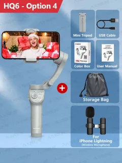 Gimbal Smartphone - Gimbal voor Smartphone & Camera - Handheld spiegelloos - 3-assige - Handheld Gimbal - met Smart Tracking - Invullicht - Zoom - Stabilisator voor iPhone Android - Wit - Optie 4