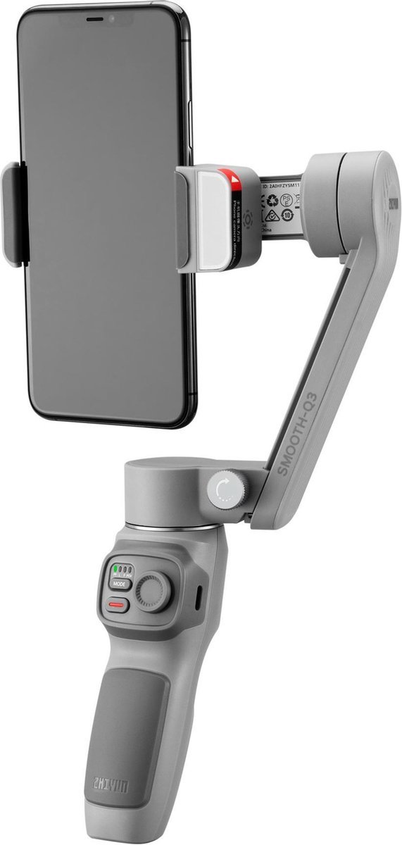 De DrPhone SmoothGrip 3-Assige Smartphone Gimbal Light Grey in één oogopslag