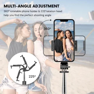 Gimbal Draagbaar Inklapbaar Stabilisator Smartphone Zwart