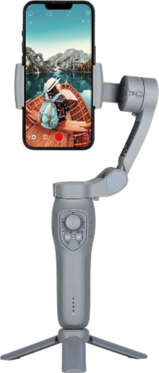 De Gimbal Draagbaar Inklapbaar Stabilizer Smartphone Grijs in één oogopslag