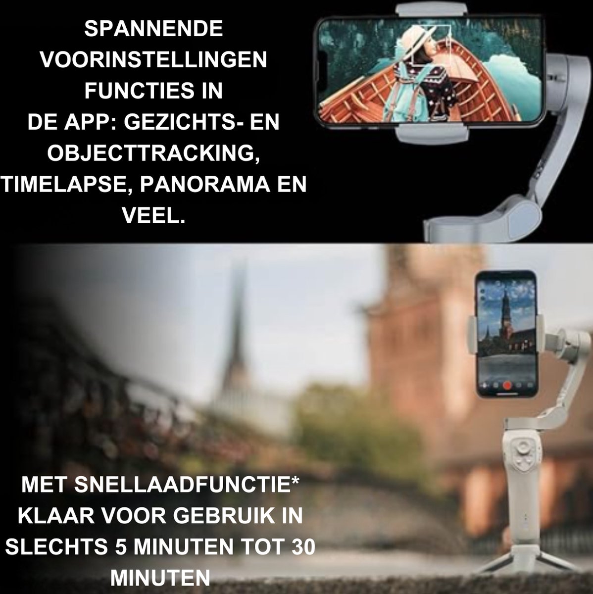 Wat vinden we goed aan de Gimbal Draagbaar Inklapbaar Stabilizer Smartphone Grijs