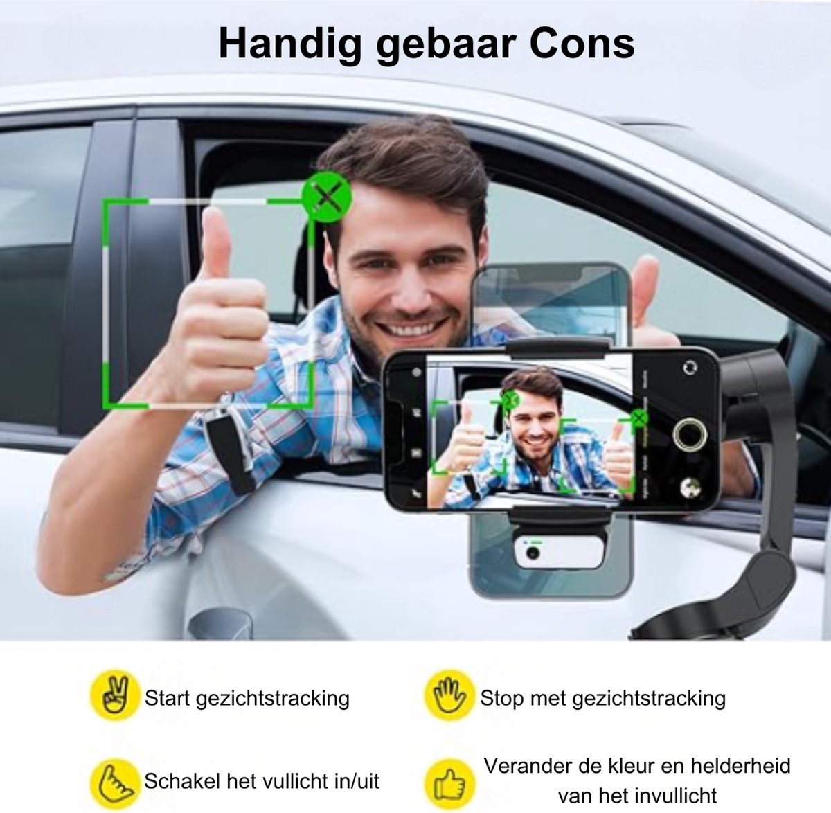 Wat vinden we goed aan de Gimbal Draagbare Inklapbare Smartphone Stabilisator Zwart