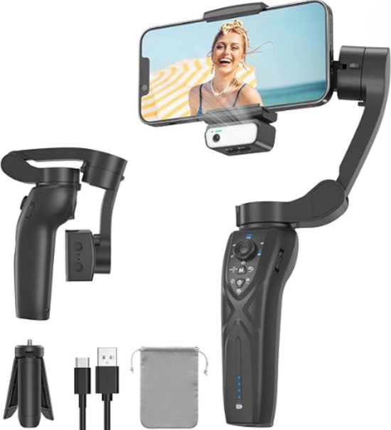 Gimbal Draagbare Inklapbare Smartphone Stabilisator Zwart review