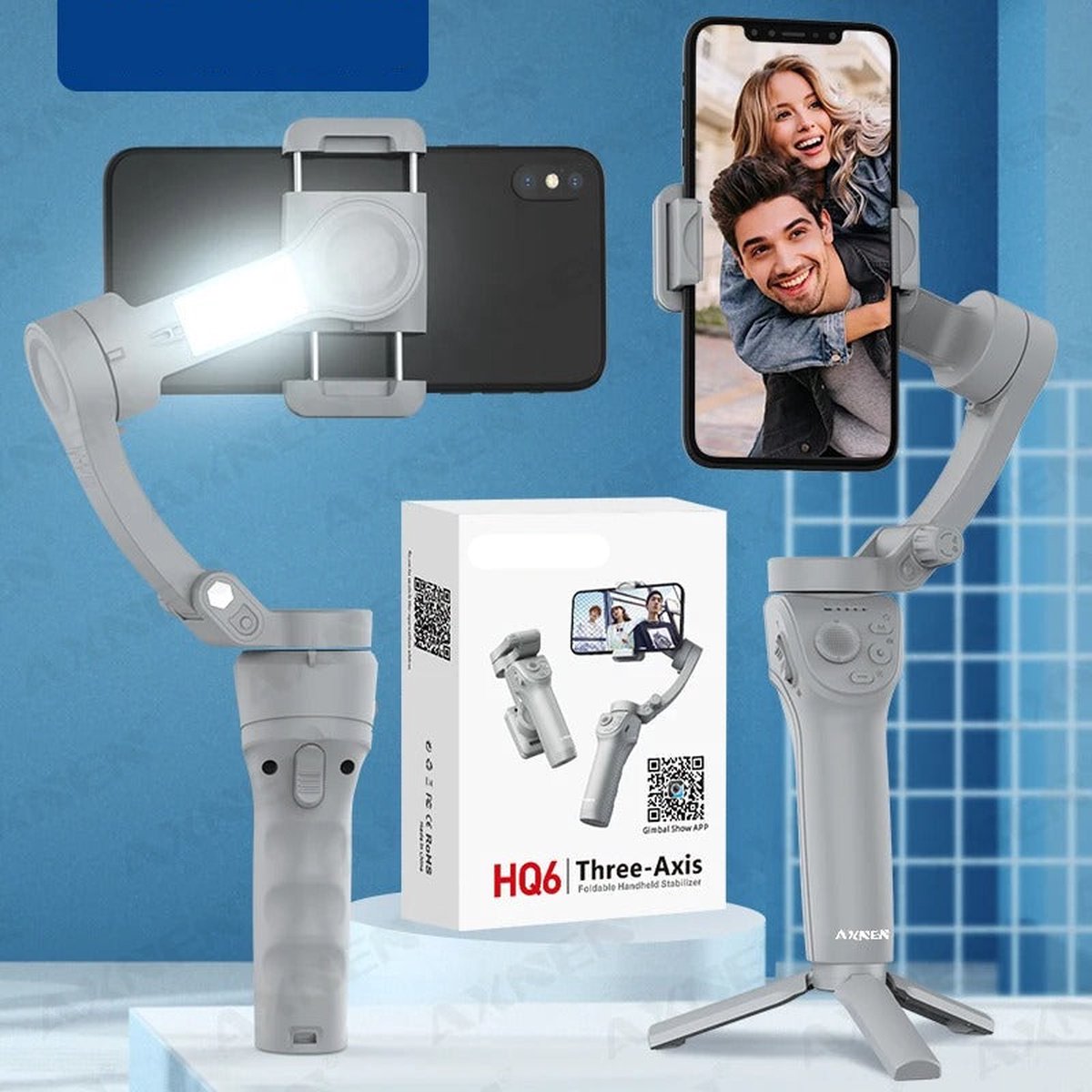 De Gimbal Smartphone Handheld 3-Assig Wit Telefoonstabilisator IPmic in één oogopslag