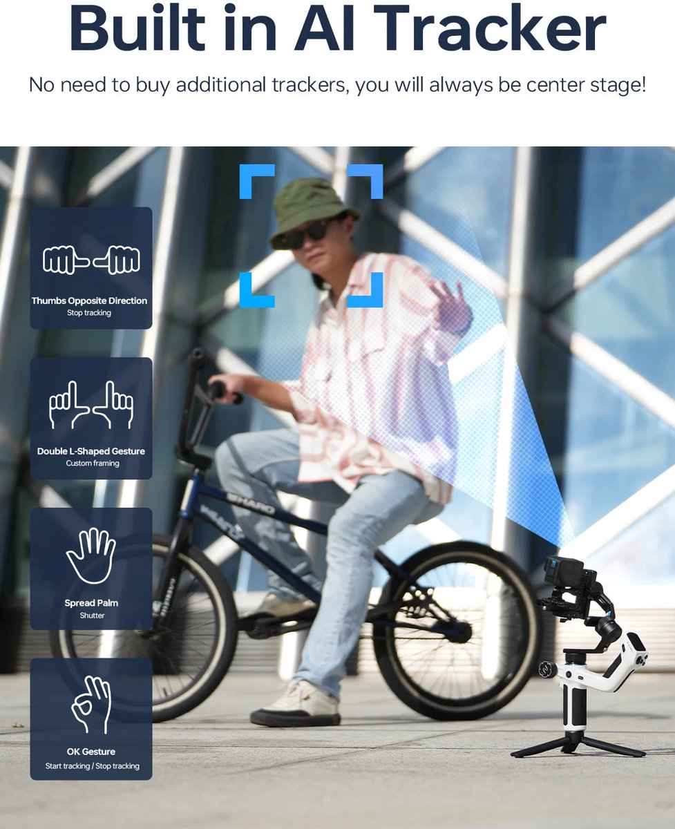 Wat vinden we goed aan de Gimbal Smartphone Handheld 3-Axis Zwart AI-tracker Magnetic Fill